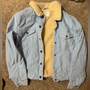 Light Blue Sherpa Lined Corduroy Coat